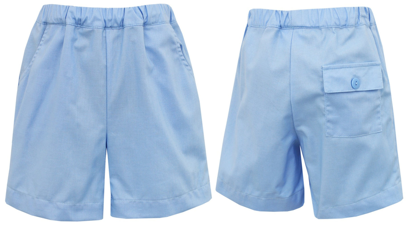 Anavini Boys Pull On Shorts - Light Blue with Pocket