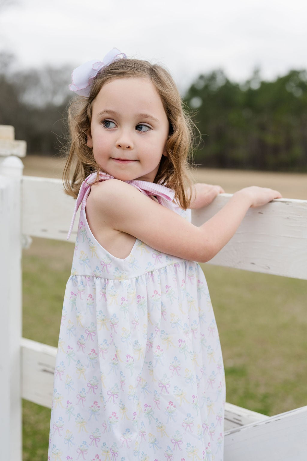 James & Lottie Girls Pastel Thea Dress with Pink Ties - Bouquets & Bows