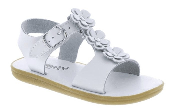 Footmates Girls Sustainable Flower Sandals - Eco-Jasmine Microfibre - White