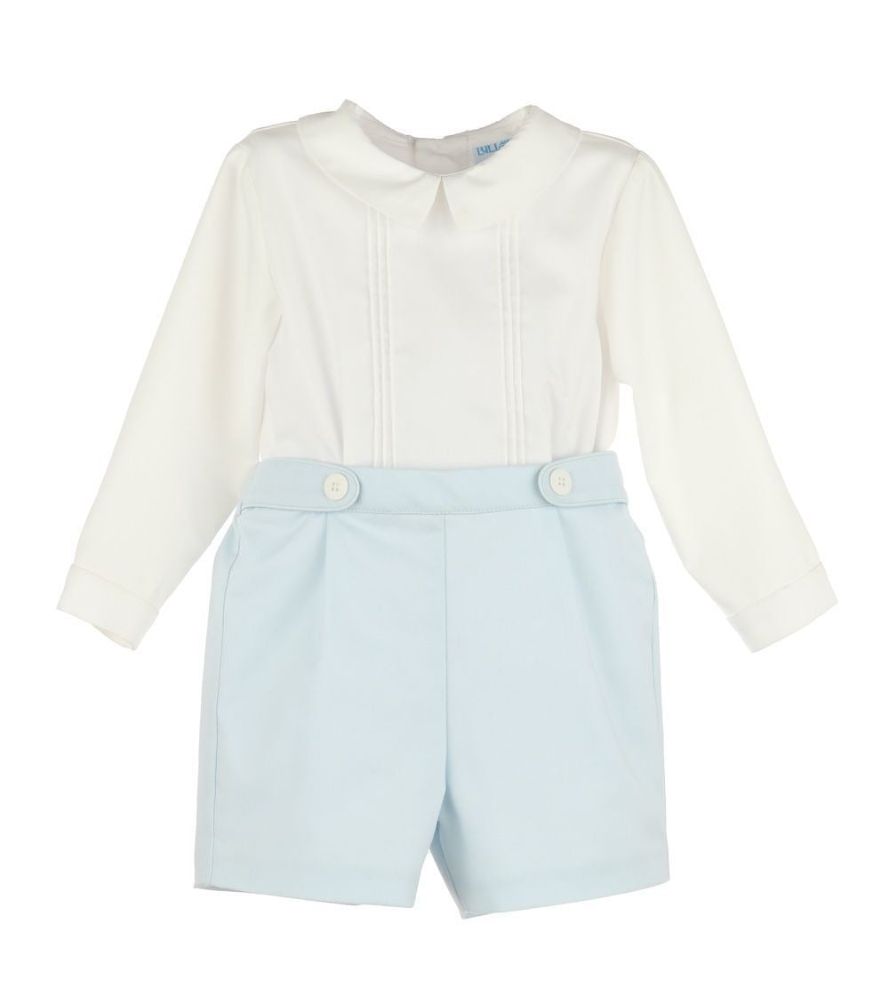 Luli & Me Toddler Boys Classic Light Blue Dressy Shorts Set