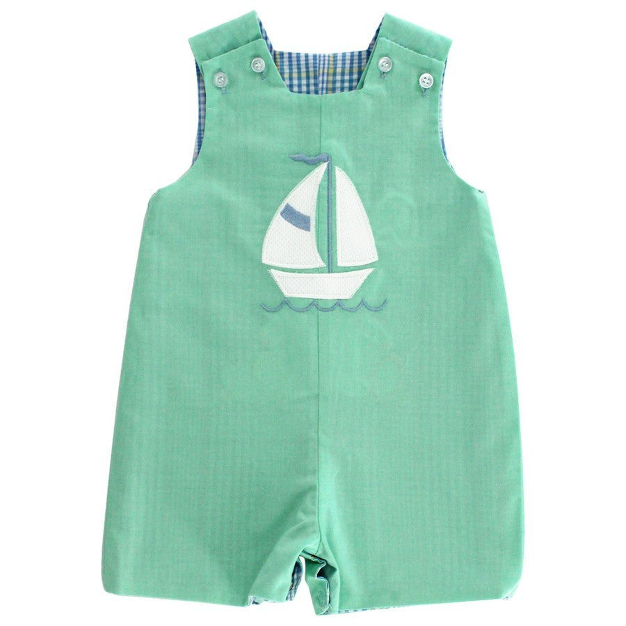 Bailey Boys Boys Blue Plaid Easter Bunny Jon Jon - Reverses to Green Sailboat by Bailey Boys
