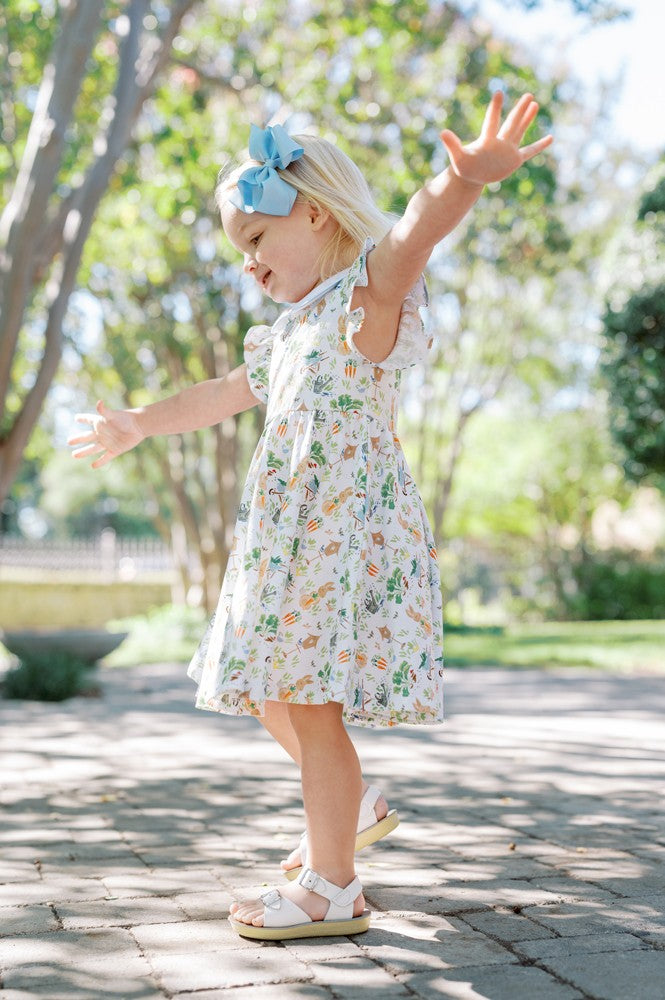 Proper Peony Pima Girls Twirl Dress - Beatrix Easter Bunny