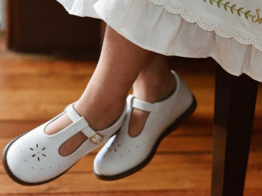 Footmates Girls Shoes - Sherry T-Strap - White