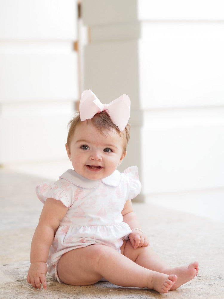 Cypress Row Baby Girls Pink Sailboats Grayton Beach Flutter Sleeve Bubble
