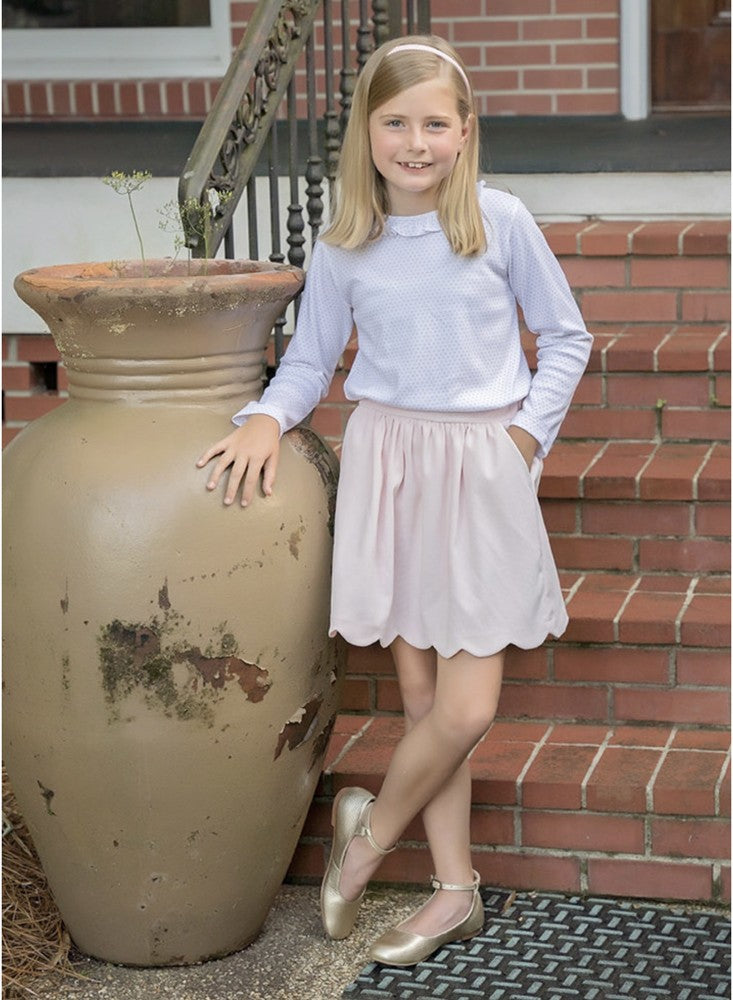 James & Lottie Girls Cord Sophie Scallop Skirt - Pink