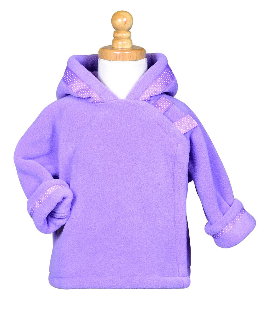 Widgeon Girls Fleece Jackets - Favorite Warm Plus Hooded Coat - Dotted Ribbon Trim - Lavender