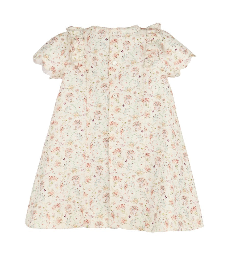 Luli & Me Girls Burgundy Whimsical Floral Smocked Ruffle Dress