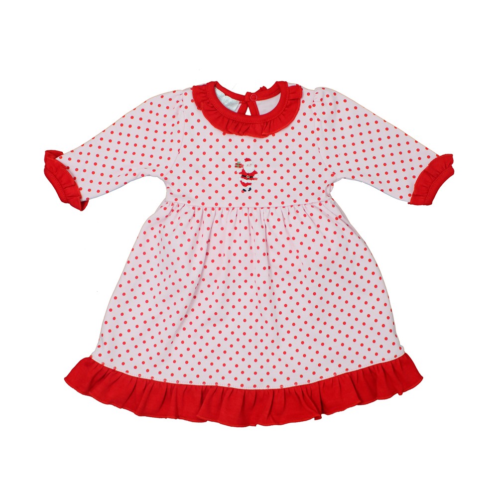 Magnolia Baby Girls Pink / Red Tiny Santa Ruffle Dress Set