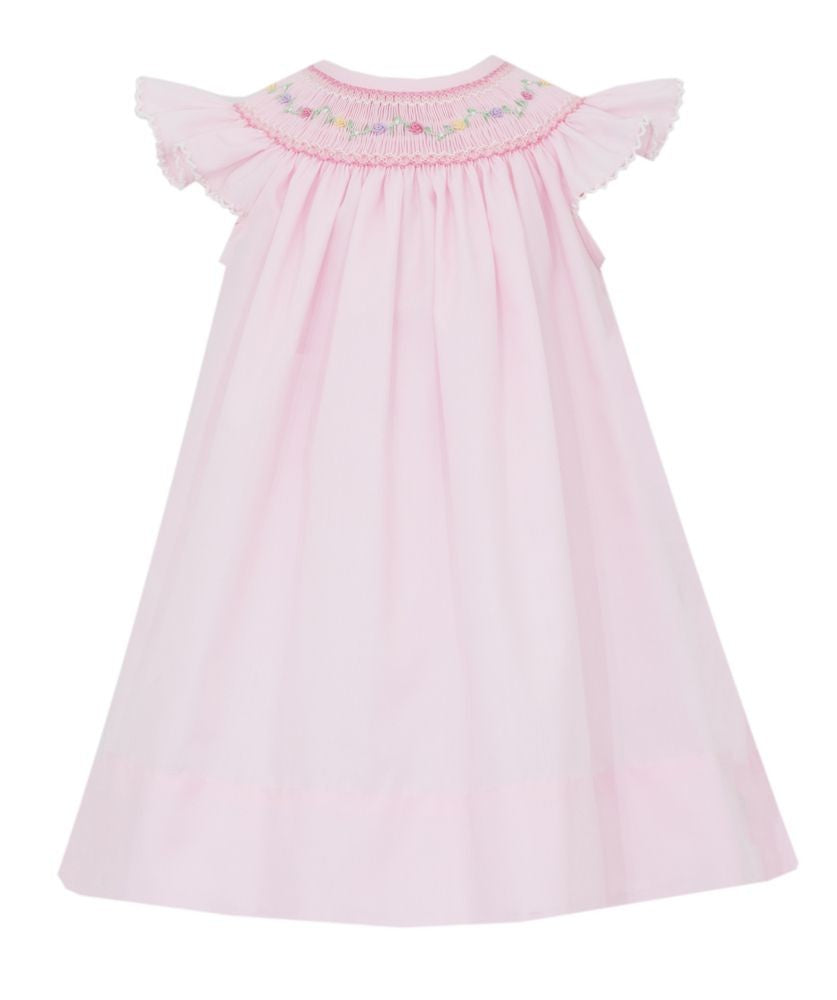 Petit Bebe Girls Pink Poplin Angel Wing Smocked Bishop Dress by Petit Bebe