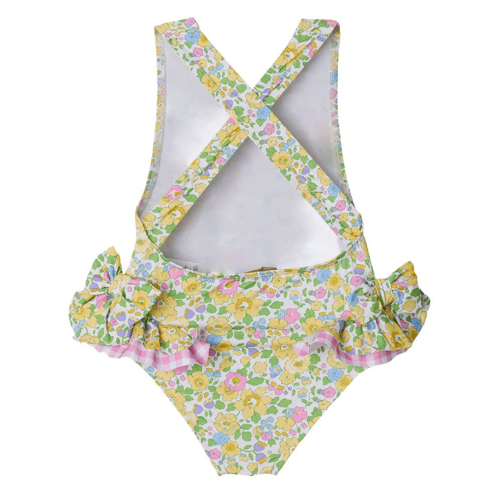 Sal & Pimenta Girls Signature Swimsuit - Yellow & Pink Betsy Liberty Floral