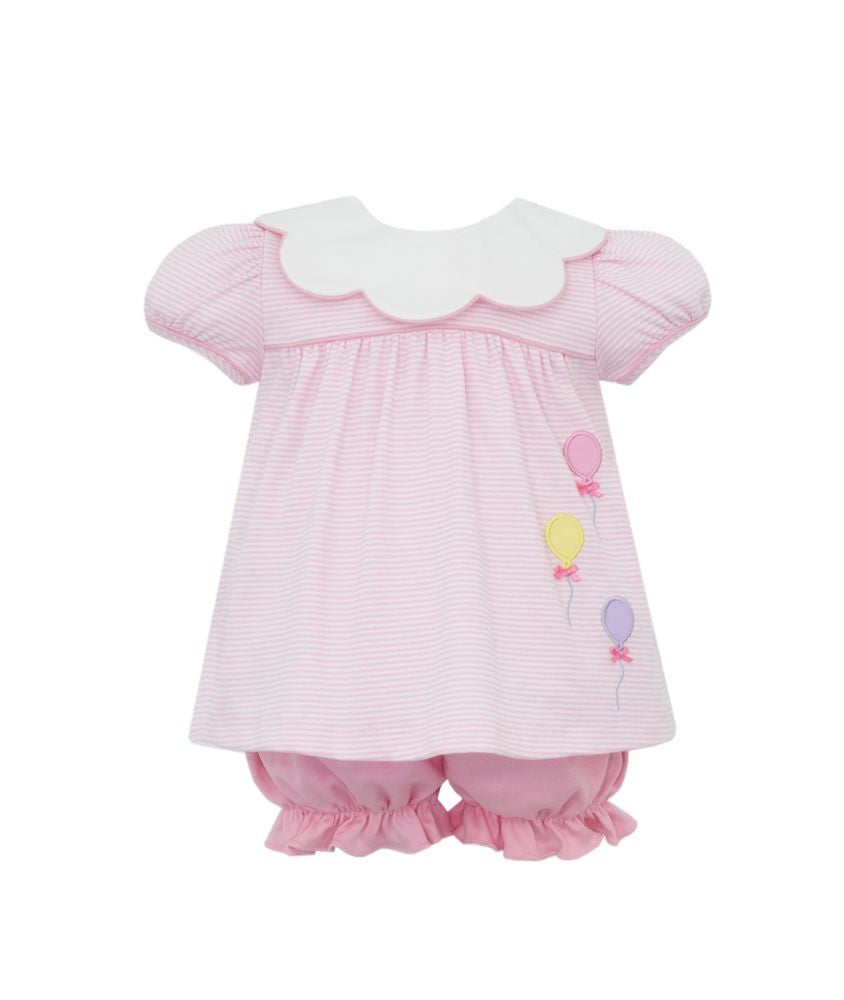 Claire & Charlie Baby Girls Pink Striped Knit Birthday Balloons Bloomers Set by Claire & Charlie