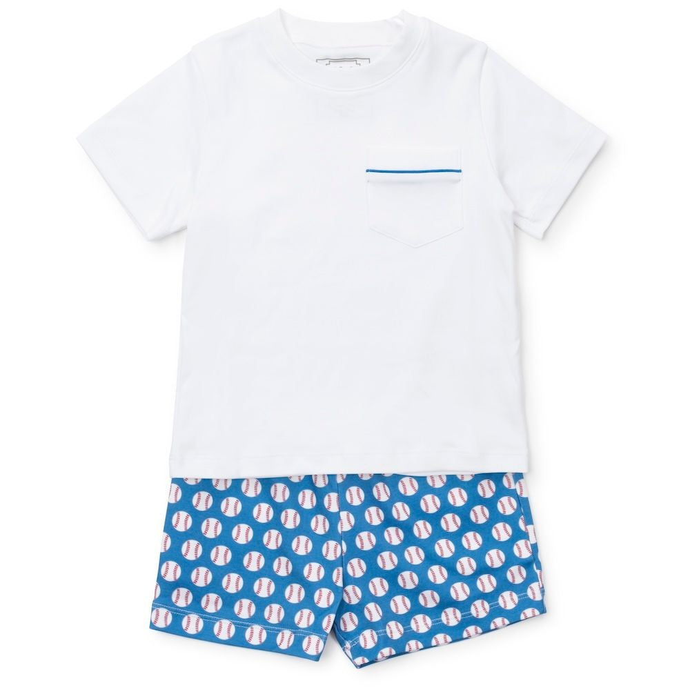 Lila & Hayes Boys Walker Shorts Set - Blue Baseball Grandslam