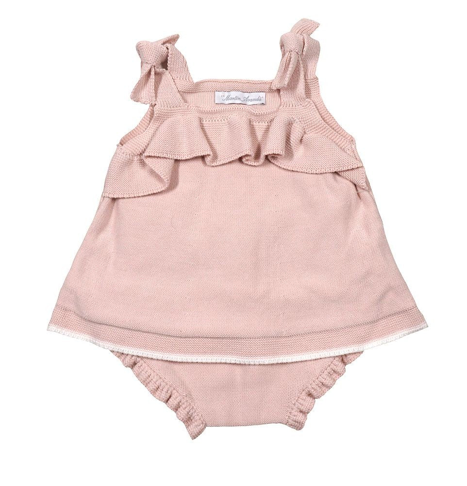 Martin Aranda Baby Girls Sweater Knit Ruffle Bloomers Set - Pink
