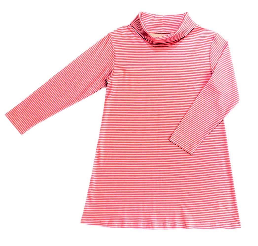 James & Lottie Girls Lanier Knit Turtleneck Dress - Red Stripes