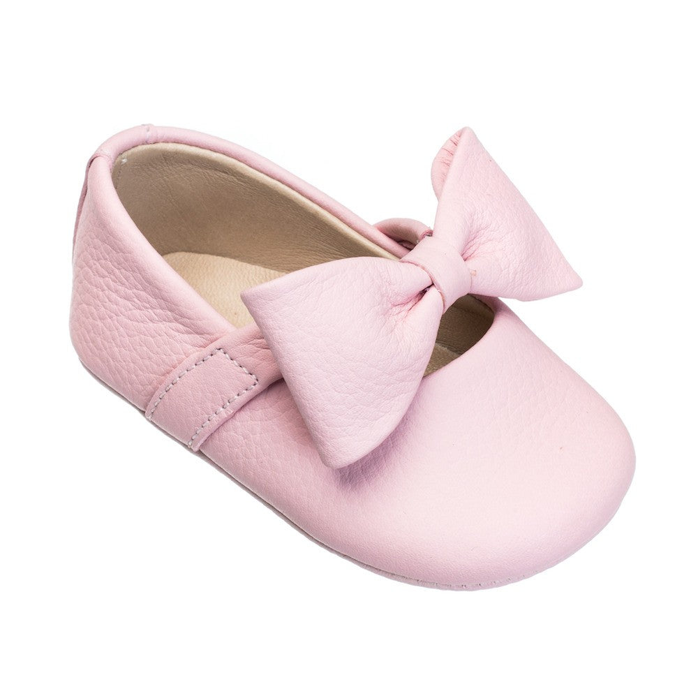 Elephantito Baby Shoes - Girls Ballerina with Bow - Pink