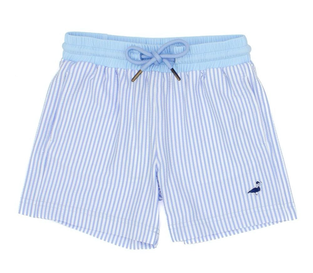 Properly Tied Boys Alex Seersucker Swim Trunks - Blue by Properly Tied