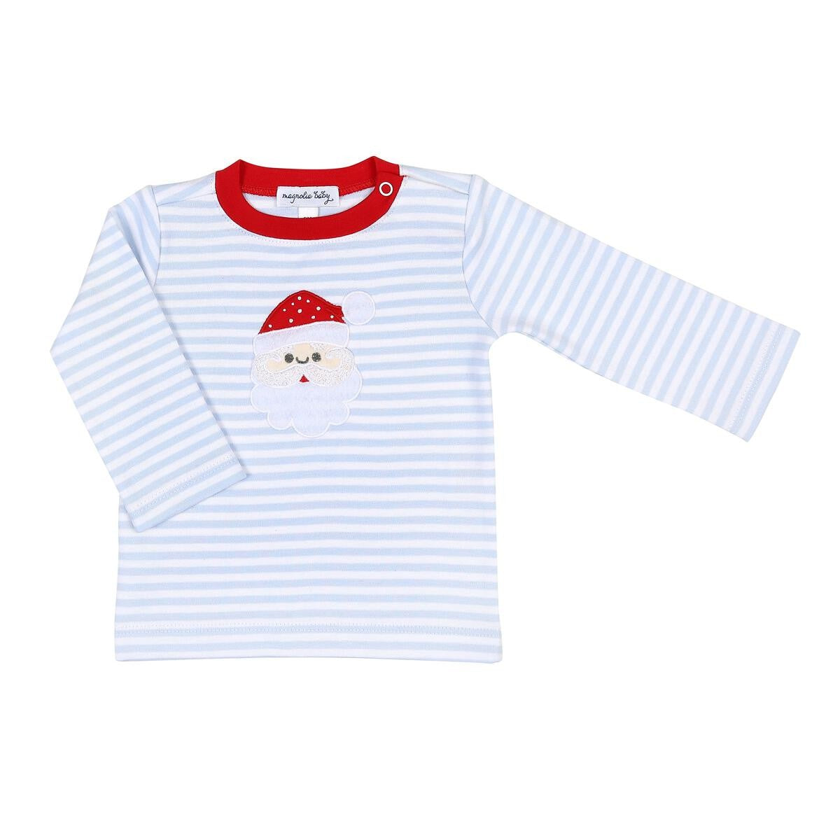 Magnolia Baby Boys Light Blue Stripe Santa Claus T-Shirt