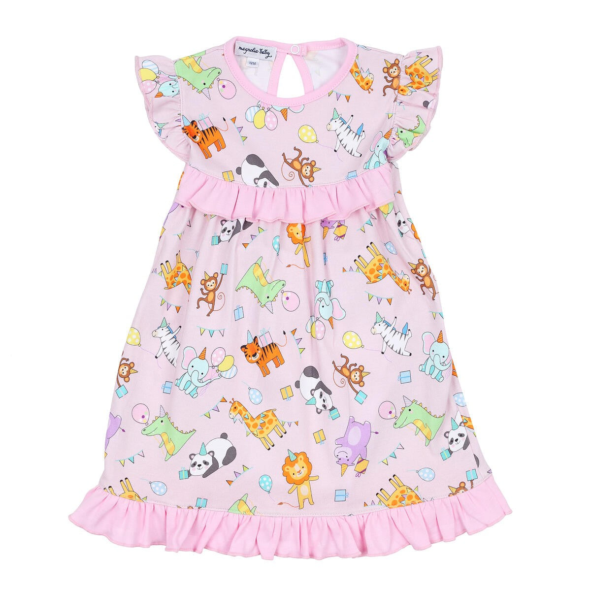 Magnolia Baby Little Girls Pink Cake, Presents, Party Print Dress