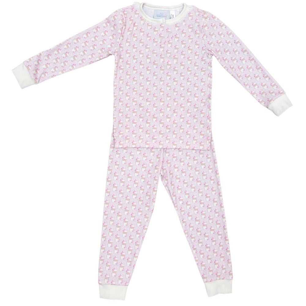 James & Lottie Girls Jammies Pajamas Set - Santa - Pink