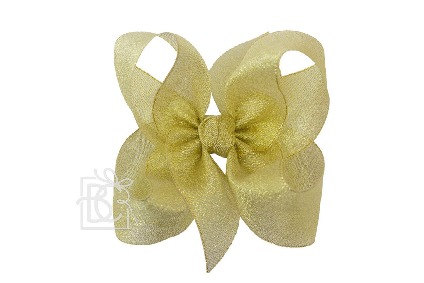 Beyond Creations Girls Metallic Ribbon Double Knot Bow on Clip - Gold