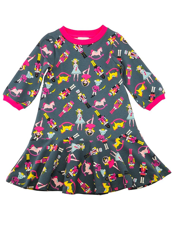 Lemon Loves Lime Girls Blue / Pink Nutcracker Show Print Christmas Dress by Lemon Loves Lime