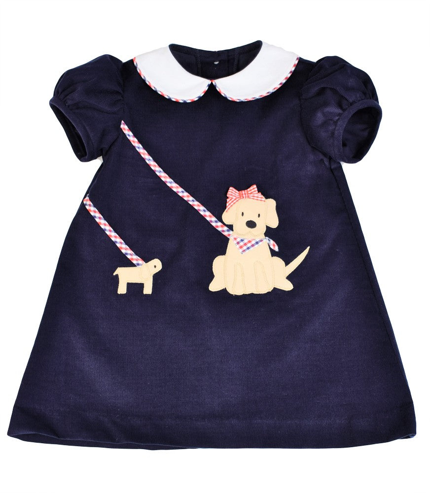 Funtasia Too Girls Navy Blue Corduroy Float Dress - Walking the Dog