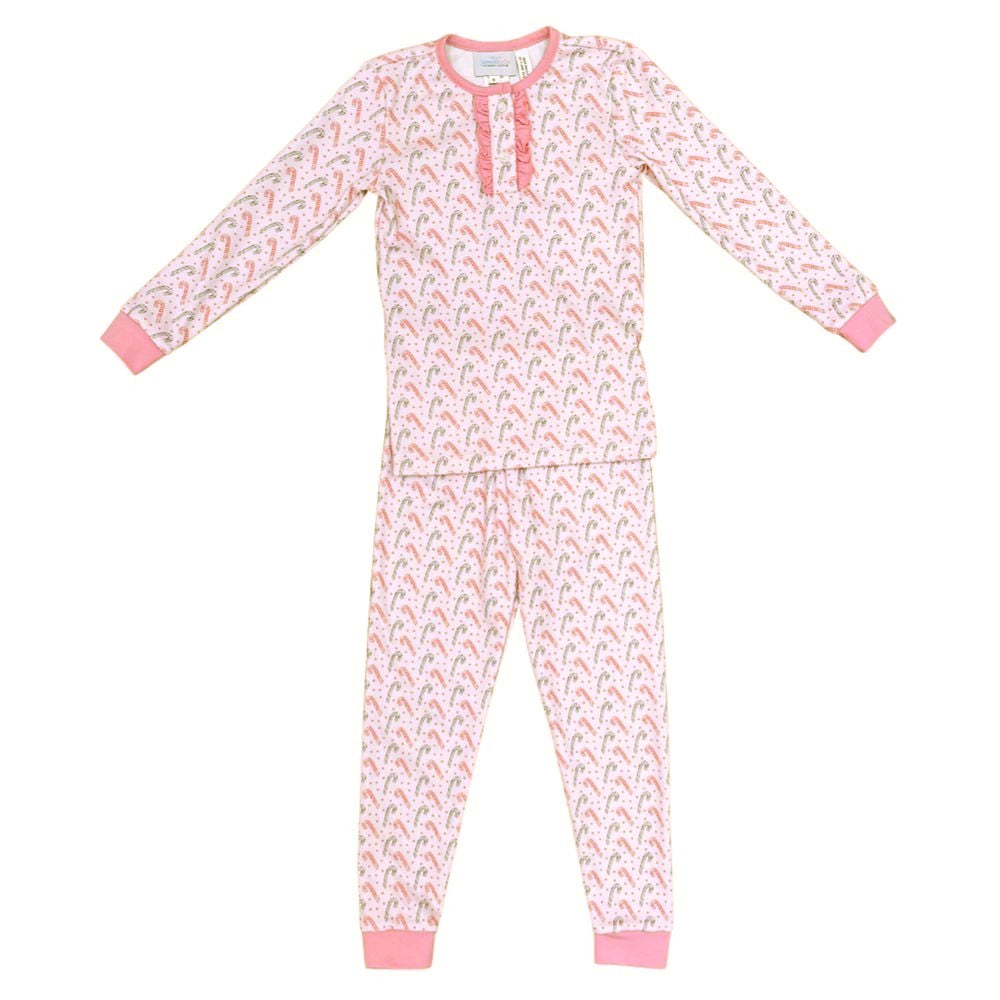 James & Lottie Girls Jammies Pajamas Set - Candy Canes - Pink