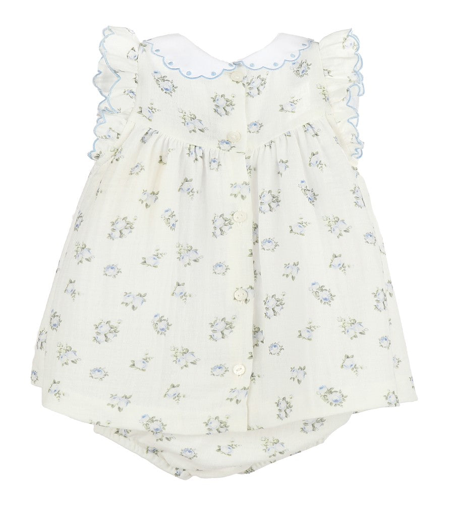 Sophie & Lucas Baby Girls Blue Bleu Rose Floral Dress with Bloomers by Sophie & Lucas