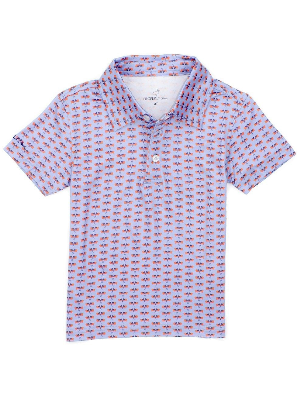 Properly Tied Boys Inlet Polo Shirt - Patriotic Freedom Flag by Properly Tied