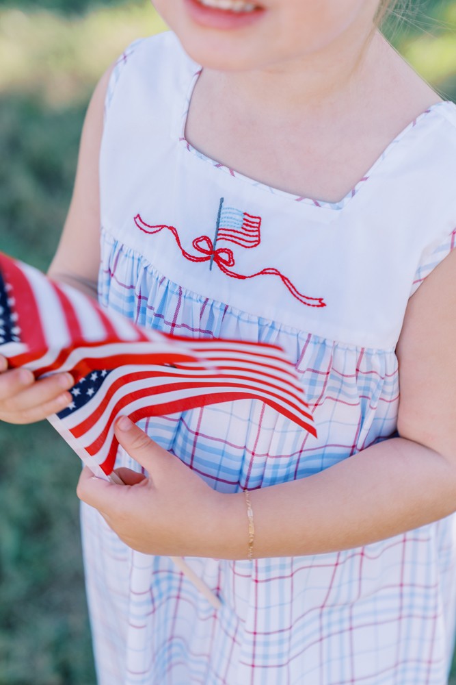Proper Peony Girls Americana Plaid Patriotic Flag Dress by Proper Peony
