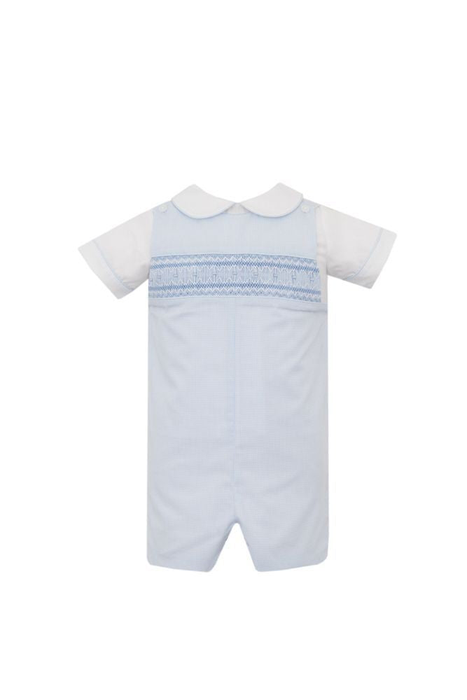 Anavini Boys Light Blue Smocked Shortall with Shirt