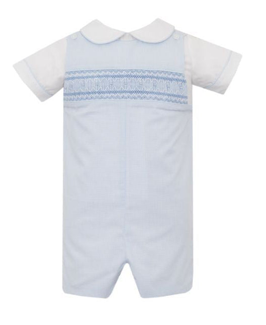 Anavini Boys Light Blue Smocked Shortall with Shirt by Anavini