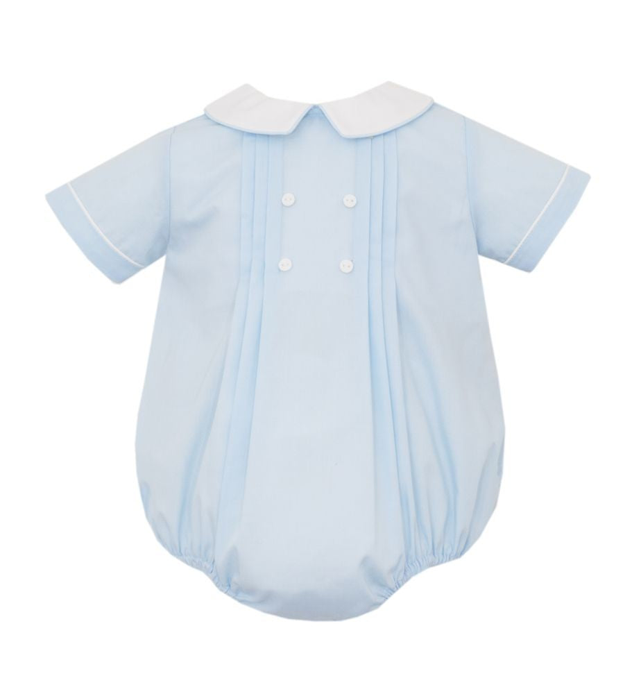 Petit Bebe Baby Boys Light Blue Poplin Bubble with Collar