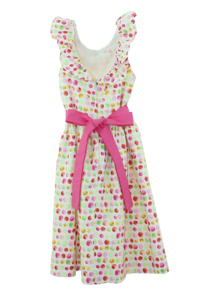 Susanne Lively Girls Pink Bubble Print Dress with Ruffle Collar by Susanne Lively