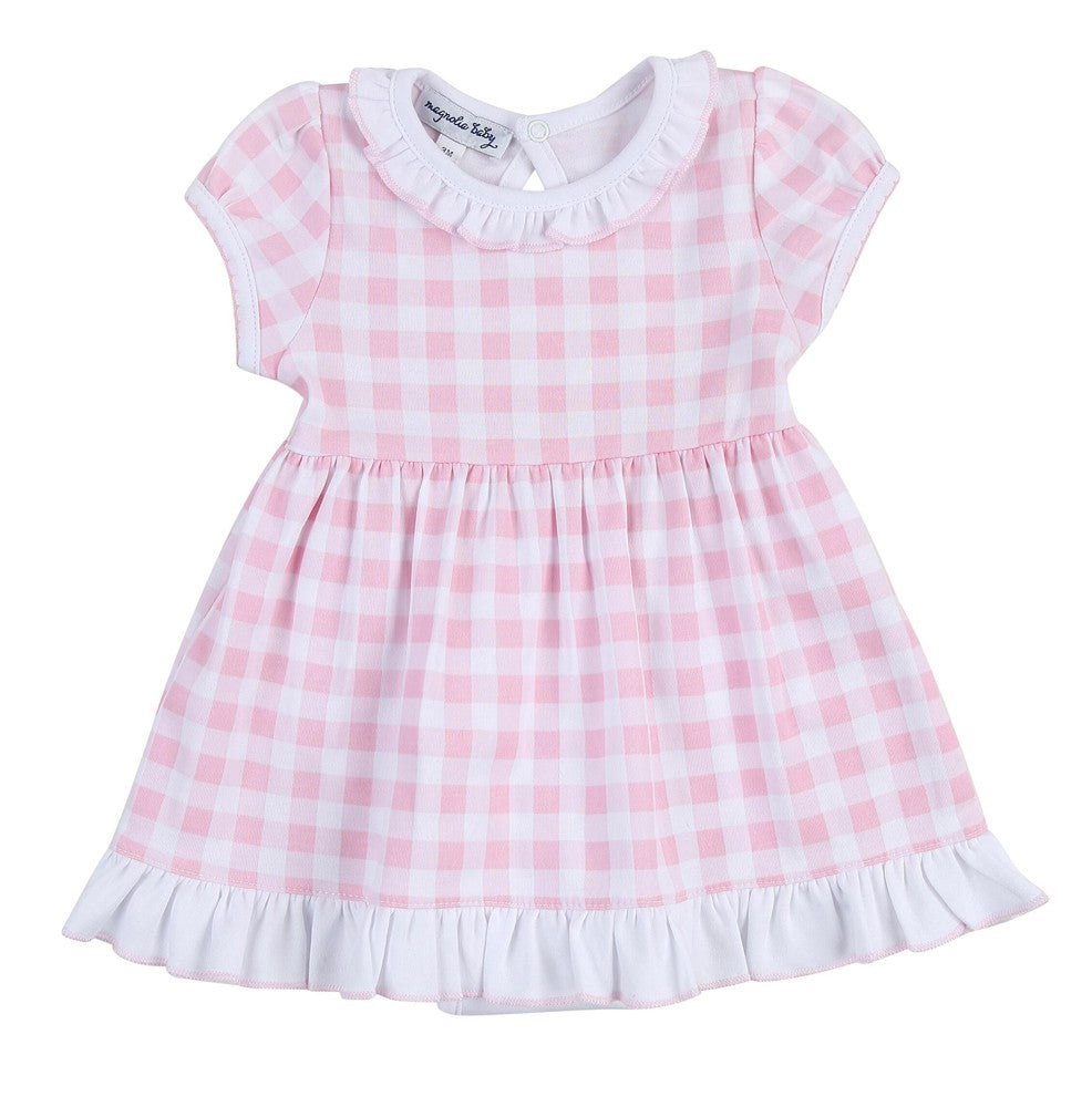 Magnolia Baby Girls Baby Checks Spring Dress - Pink Check
