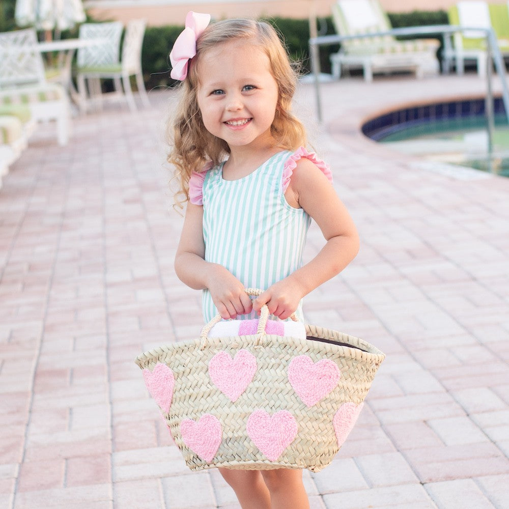 James & Lottie Girls Swimsuit - Caroline - Palm Beach Mint Stripes