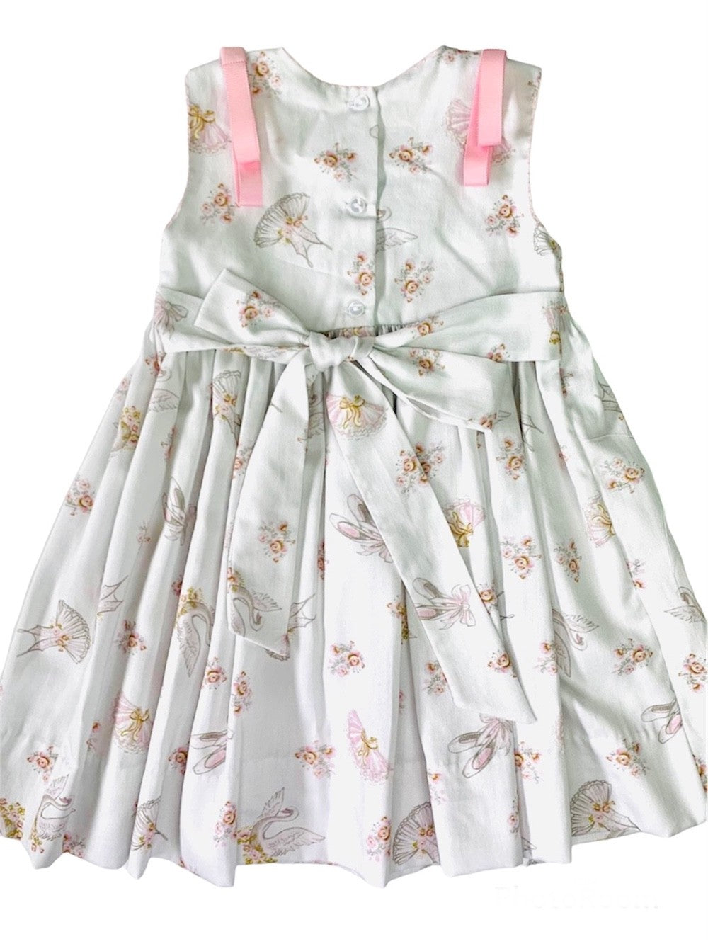 The Best Dressed Child Girls Pink Swan Lake Ballet Smocked Dress - Bows on Shoulders by Best Dressed Child
