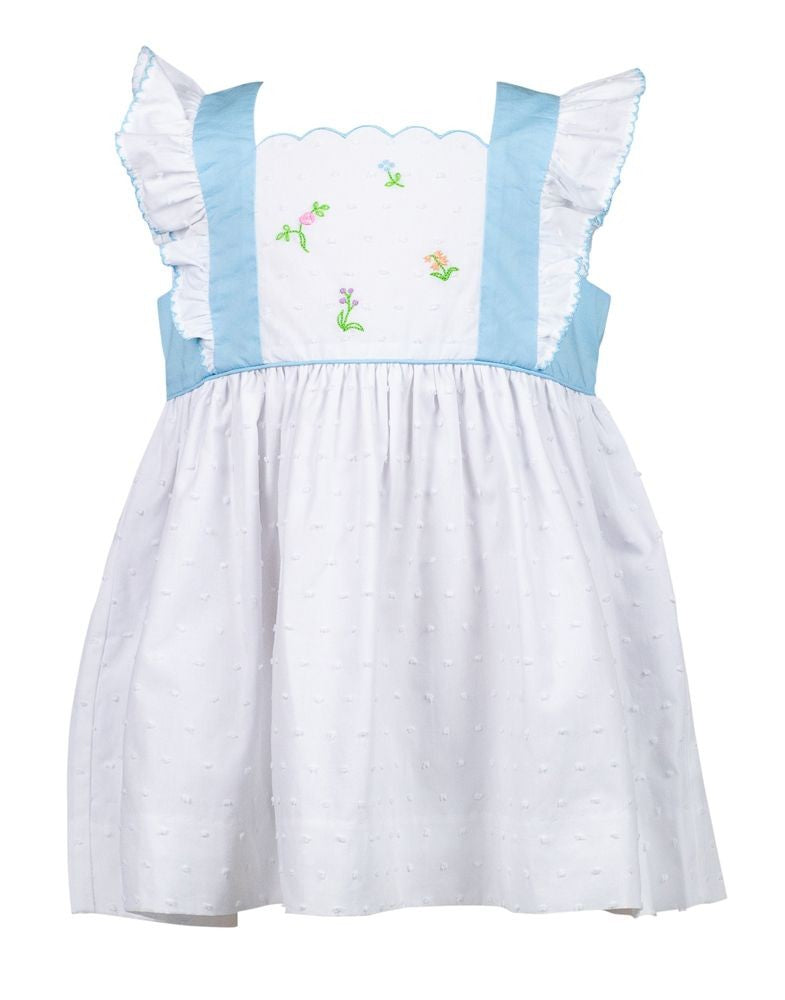 Proper Peony Girls Posy White Swiss Pinafore Dress