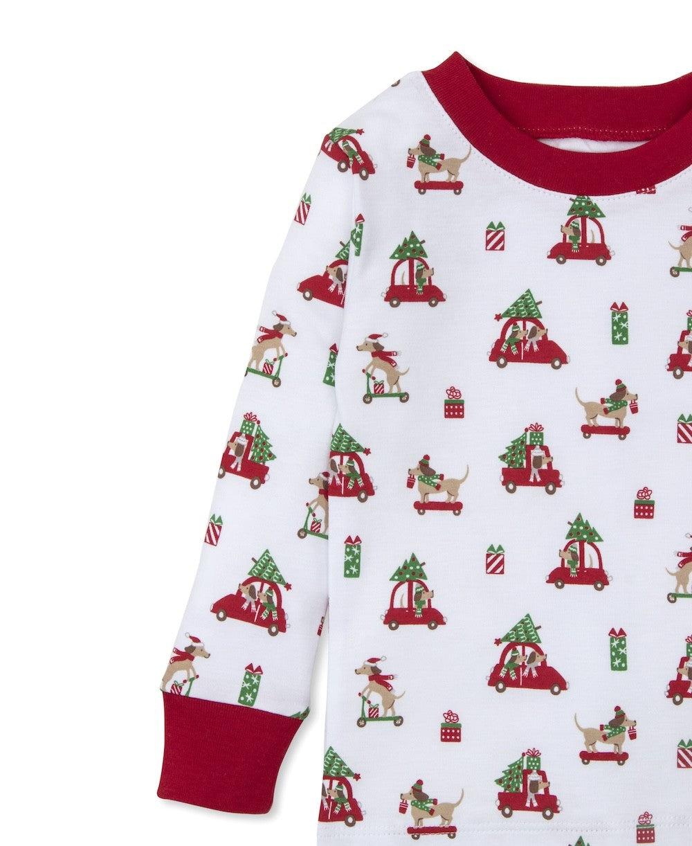 Kissy Kissy Snug Fit Pajamas - Red Christmas Pups Dogs on Cars