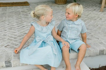 Bailey Boys Girls Dress Sleeveless Dress - Aqua Seafoam with Yates Plaid Sash by Bailey Boys