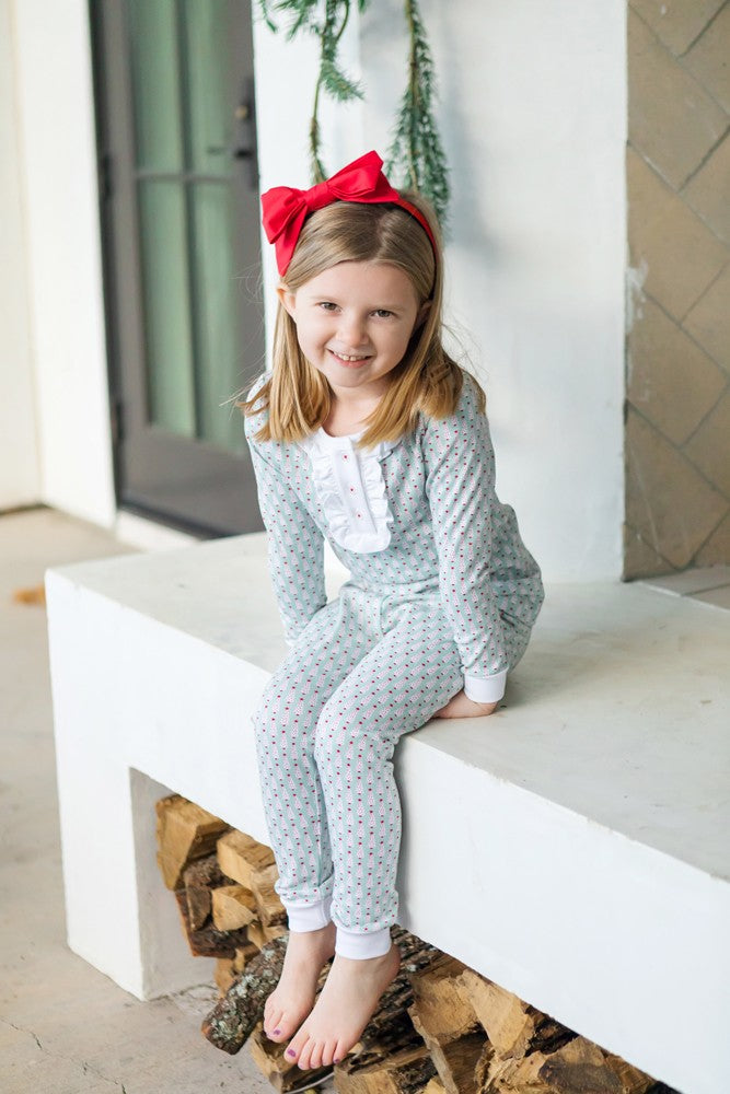 Lila & Hayes Girls Alden Pajamas Set - Green Festive Christmas Trees by Lila & Hayes