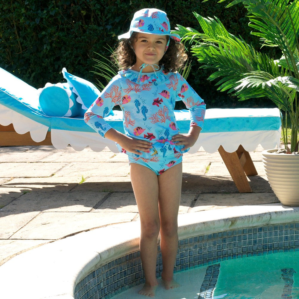 Rachel Riley London Girls Rashguard Swim Set - Coral Reef