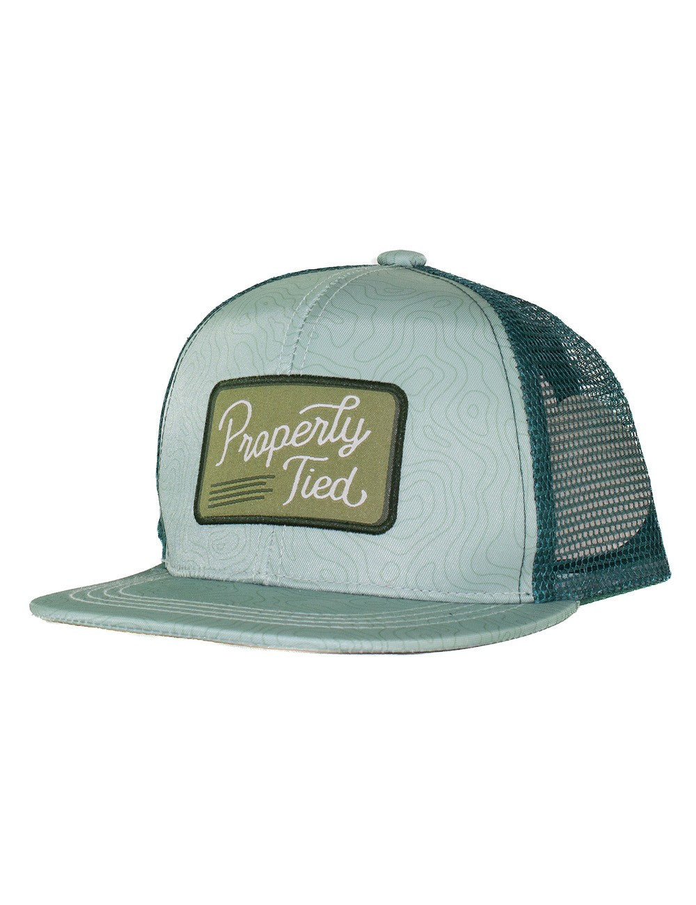 Properly Tied Youth Sportsman Trucker Hat - Moss Green Topo