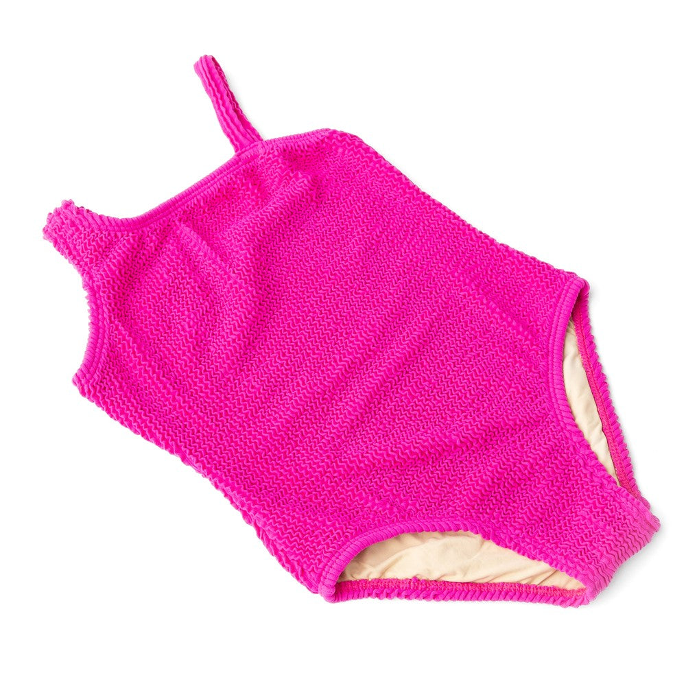 Shade Critters Girls Crinkle One Shoulder Swimsuit - One Piece - Berry Pink