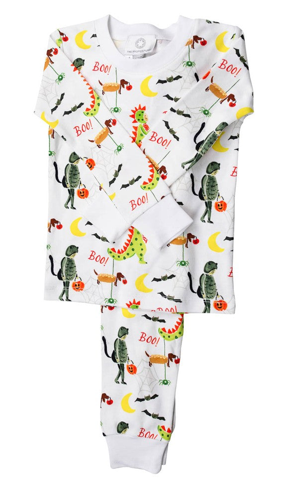 Proper Peony Pima Spooky Halloween Long Pajamas Set