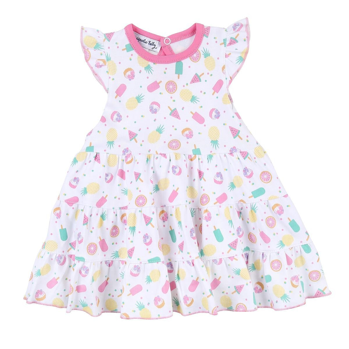 Magnolia Baby Girls Pink Fruit Pops Printed Ruffle Flutters Dress by Magnolia Baby