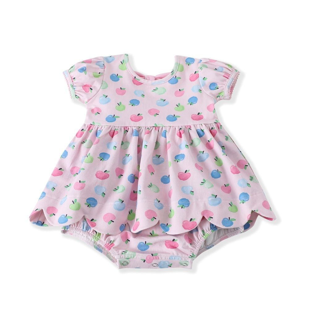 Swoon Baby Girls Pink / Pastel Apples Scallop Bubble