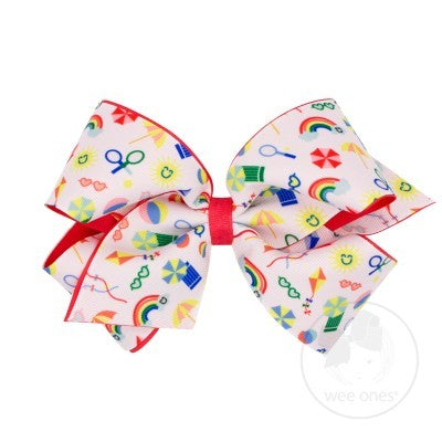 Wee Ones Girls Overlay Hair Bow - Vintage Vacation - Summer Fun by Wee Ones