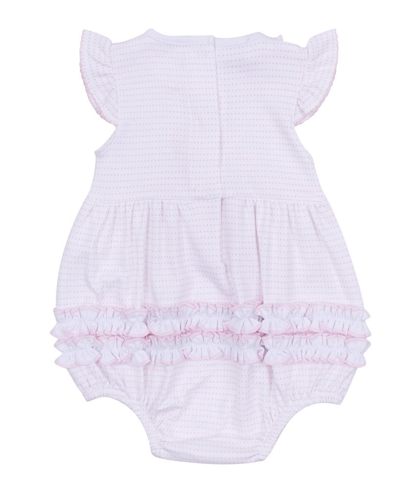 Magnolia Baby Girls Pink Tiny Slugger Baseball Applique Ruffle Flutters Bubble