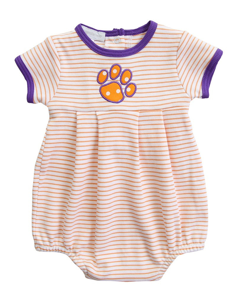 Magnolia Baby Boys Orange / Purple Clemson Tigers Paw Bubble - Boy by Magnolia Baby